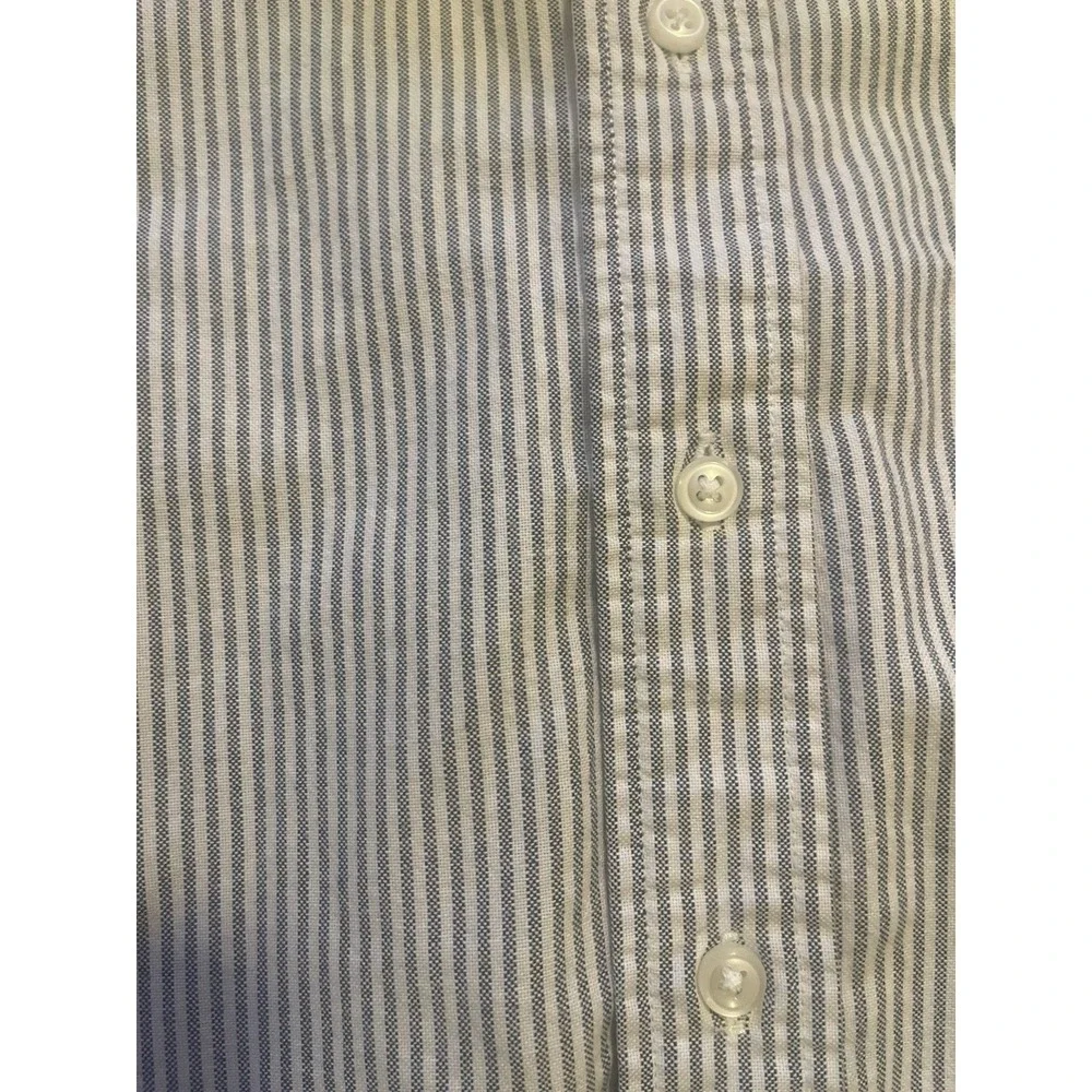 Eddie Bauer Mens Tall Large Blue White Striped Cotton‎ Long Sleeve Button Down